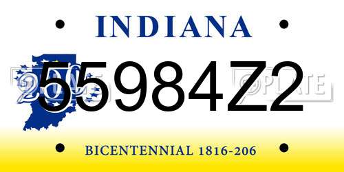 55984Z2 Indiana License Plate