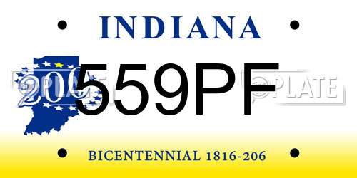 559PF Indiana License Plate