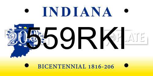 559RKI Indiana License Plate