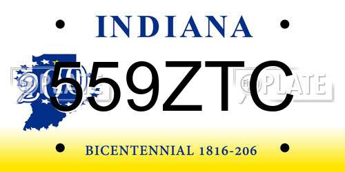 559ZTC Indiana License Plate