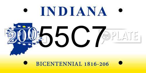 55C7 Indiana License Plate