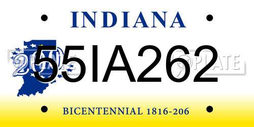 55IA262 Indiana License Plate