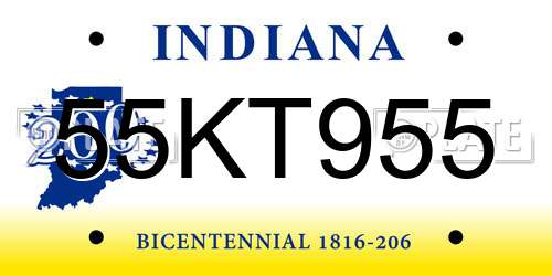 55KT955 Indiana License Plate