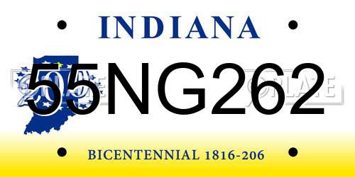 55NG262 Indiana License Plate