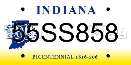 55SS858 Indiana License Plate