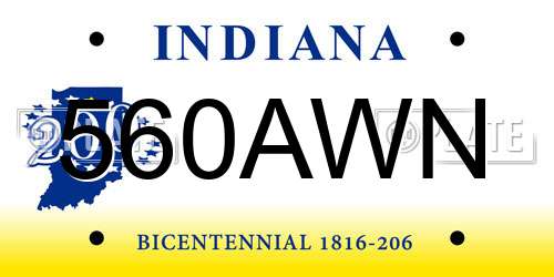 560AWN Indiana License Plate