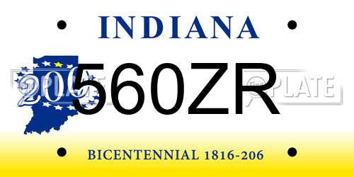 560ZR Indiana License Plate