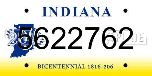 5622762 Indiana License Plate