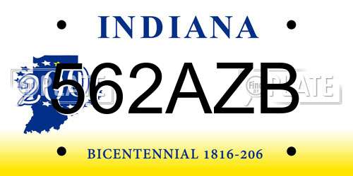 562AZB Indiana License Plate