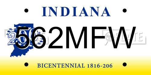 562MFW Indiana License Plate