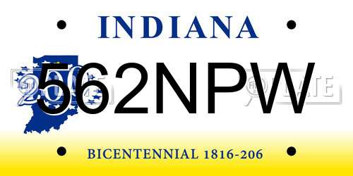 562NPW Indiana License Plate