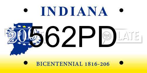 562PD Indiana License Plate