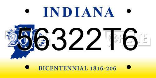 56322T6 Indiana License Plate