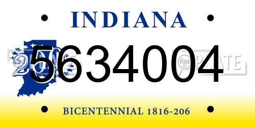 5634004 Indiana License Plate