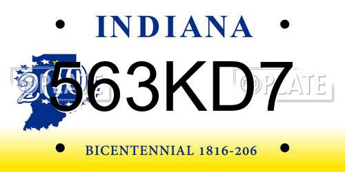 563KD7 Indiana License Plate