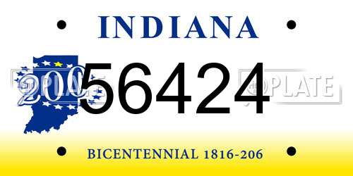 56424 Indiana License Plate