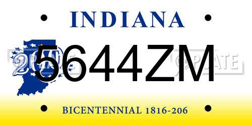 5644ZM Indiana License Plate