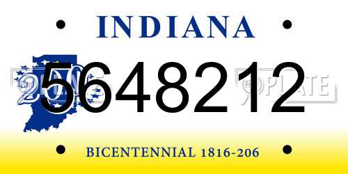5648212 Indiana License Plate