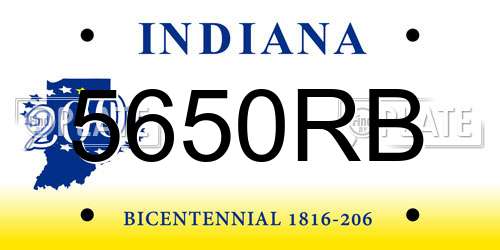 5650RB Indiana License Plate