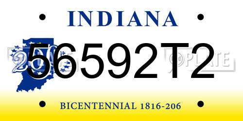 56592T2 Indiana License Plate
