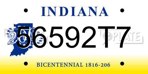 56592T7 Indiana License Plate
