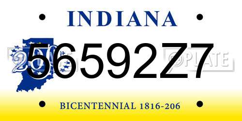 56592Z7 Indiana License Plate