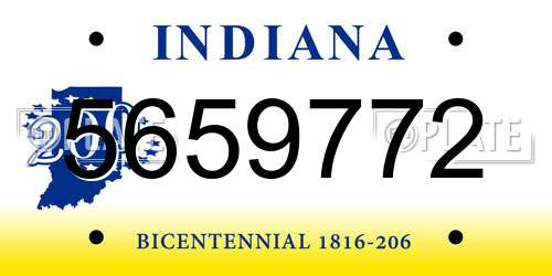5659772 Indiana License Plate