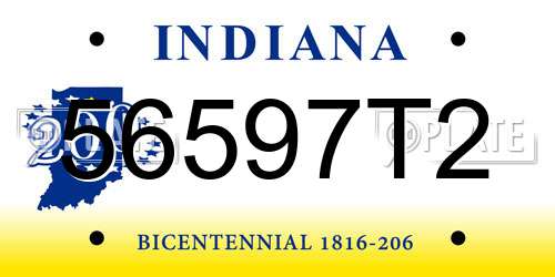 56597T2 Indiana License Plate