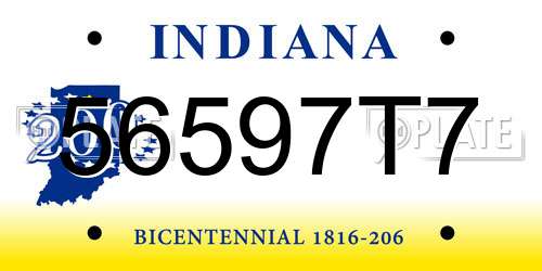 56597T7 Indiana License Plate