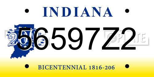 56597Z2 Indiana License Plate