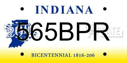 565BPR Indiana License Plate