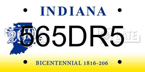 565DR5 Indiana License Plate