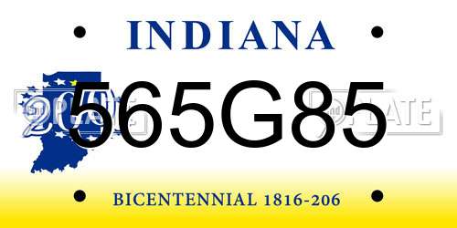 565G85 Indiana License Plate