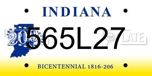 565L27 Indiana License Plate