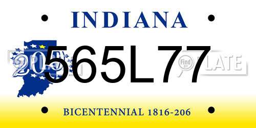 565L77 Indiana License Plate