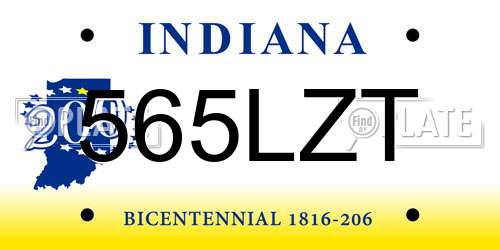 565LZT Indiana License Plate