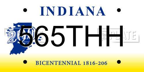 565THH Indiana License Plate