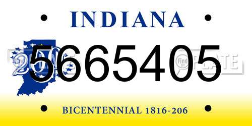 5665405 Indiana License Plate