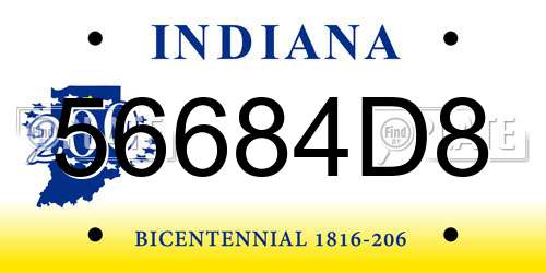 56684D8 Indiana License Plate