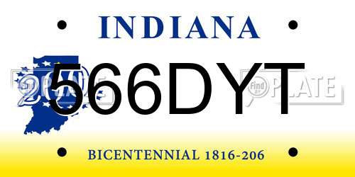 566DYT Indiana License Plate