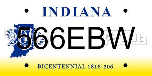 566EBW Indiana License Plate