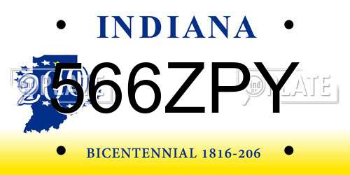 566ZPY Indiana License Plate