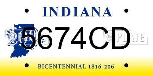 5674CD Indiana License Plate