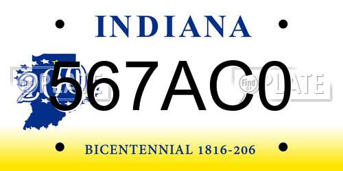 567AC0 Indiana License Plate