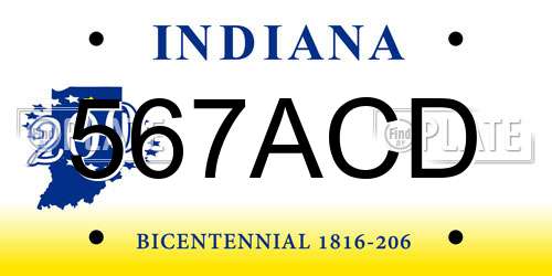 567ACD Indiana License Plate