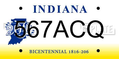 567ACQ Indiana License Plate