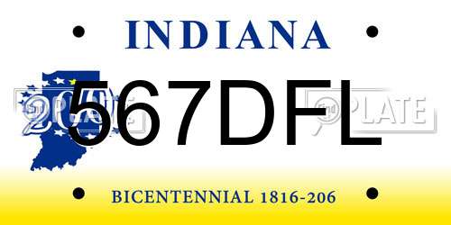 567DFL Indiana License Plate