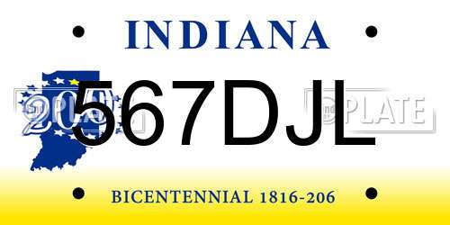 567DJL Indiana License Plate