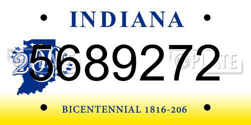 5689272 Indiana License Plate