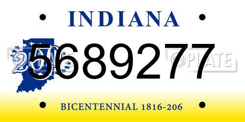 5689277 Indiana License Plate
